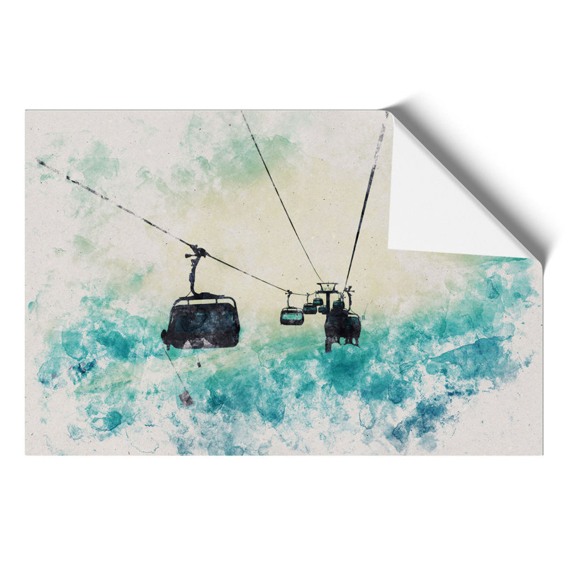 Ski Lift Watercolour - Frameless Print, 42cm H x 59cm W x 0.1cm D