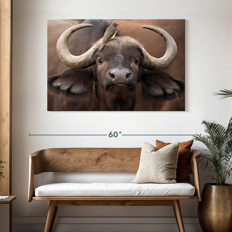Buffalo And Oxpecker, 32" H x 48" W