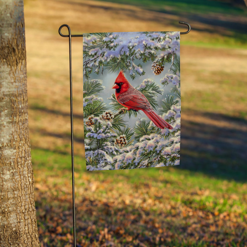 Drapeau de jardin en polyester 18 x 13 po Eustatius Snowy Cardinal