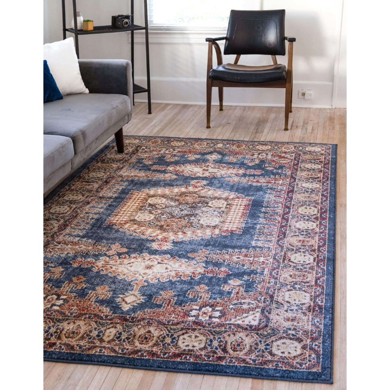Tapis oriental terre cuite Vern, Rectangle 3 pi 3 po x 5 pi 3 po, Blue/Brown