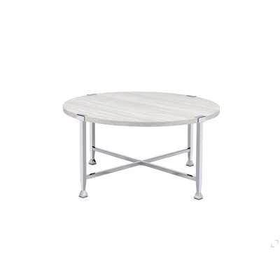 Table basse en chêne blanc et finition chromée