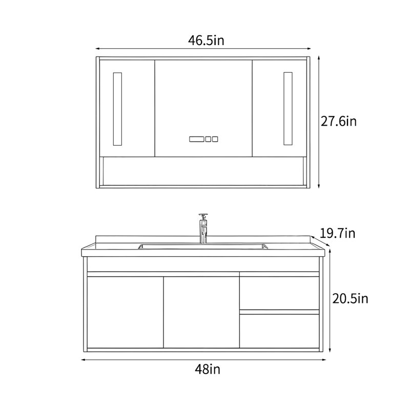 Modern simple log style bathroom cabinet
