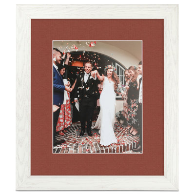 Off White Wood Picture Frame with Mat