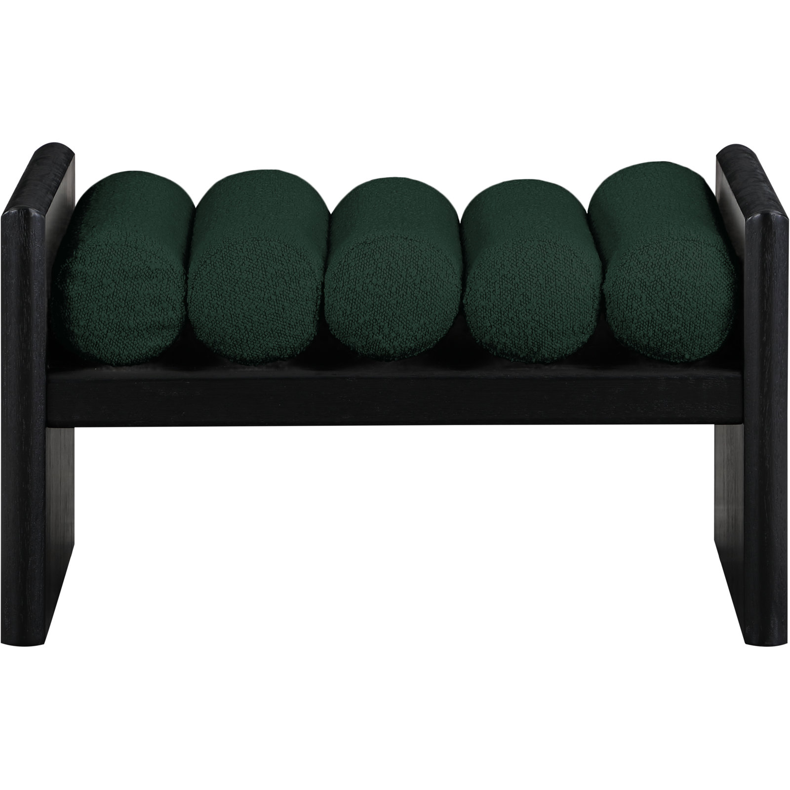 Waverly Bedroom Bench, 18" H x 32" W x 19" D, Green Boucle Fabric / Black Finish