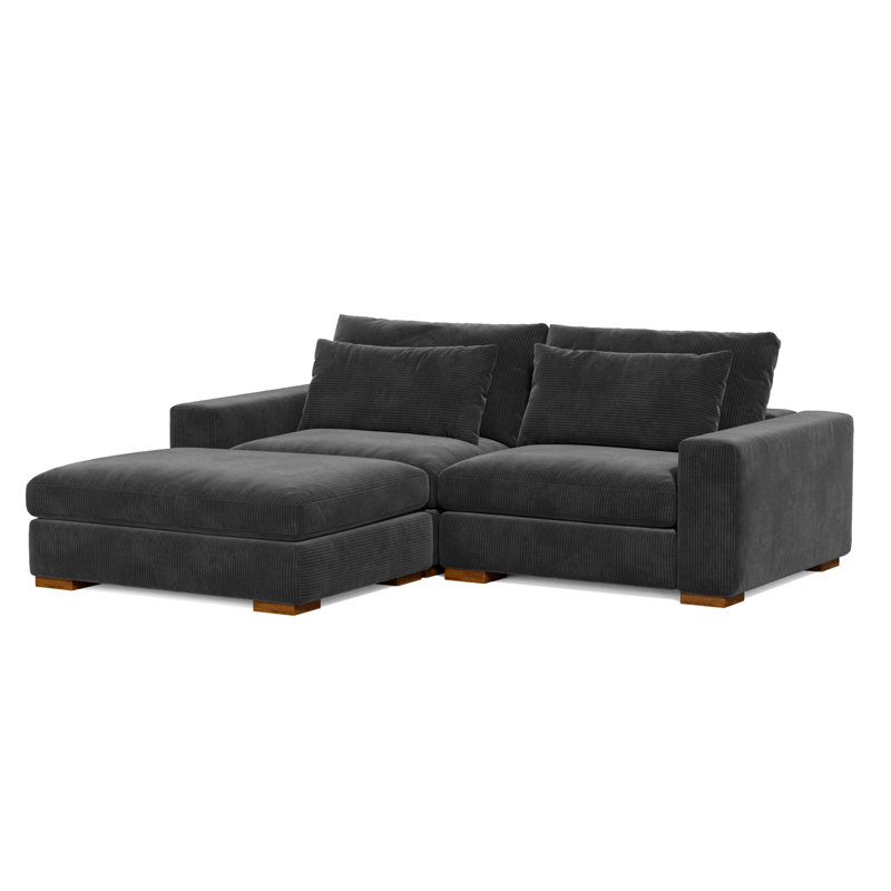 Belrose 89'' Recessed Arms Modular, Black Corduroy