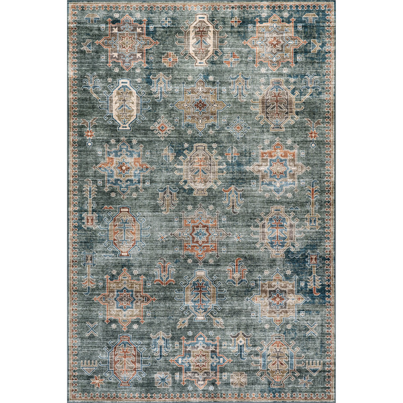 Philomena Medallion SplashGuard Machine Washable Area Rug, Runner 2'6" x 8'