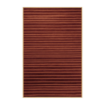 Tapis brun à rayures horizontales lavable à la machine