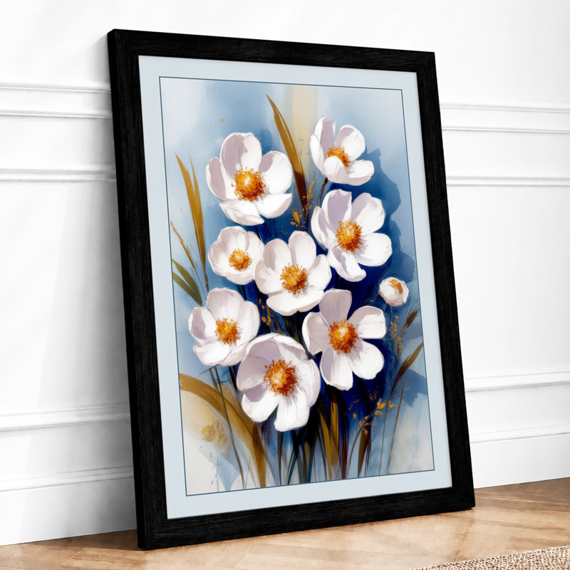 Spring Daffodils Botanical - Framed Print, A3 - 42.0 x 29.7 cm, Black