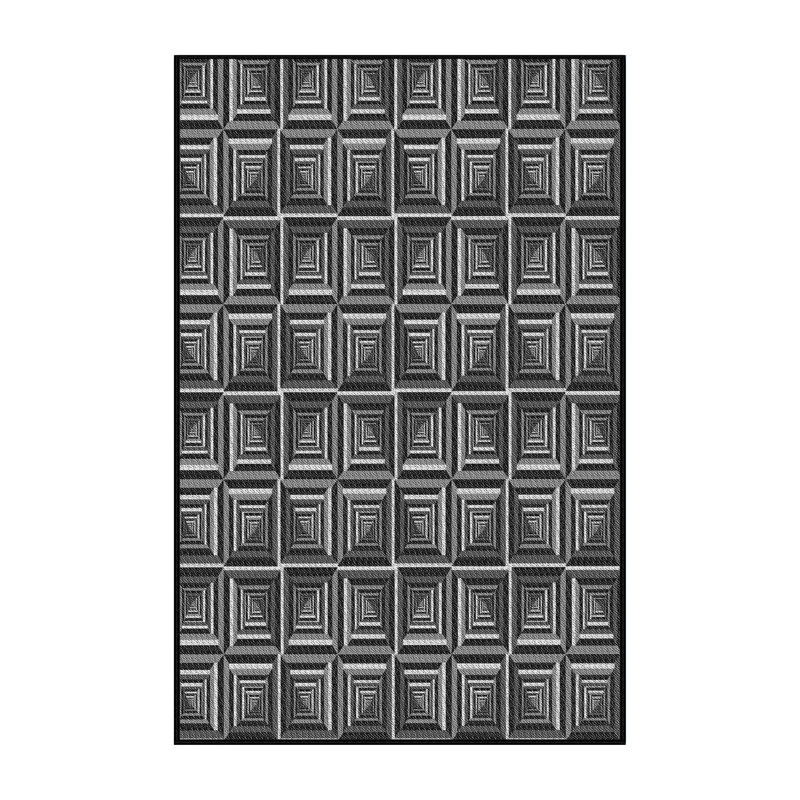 Tapis gris / noir Power Loom, Rectangle 7 pi x 9 pi