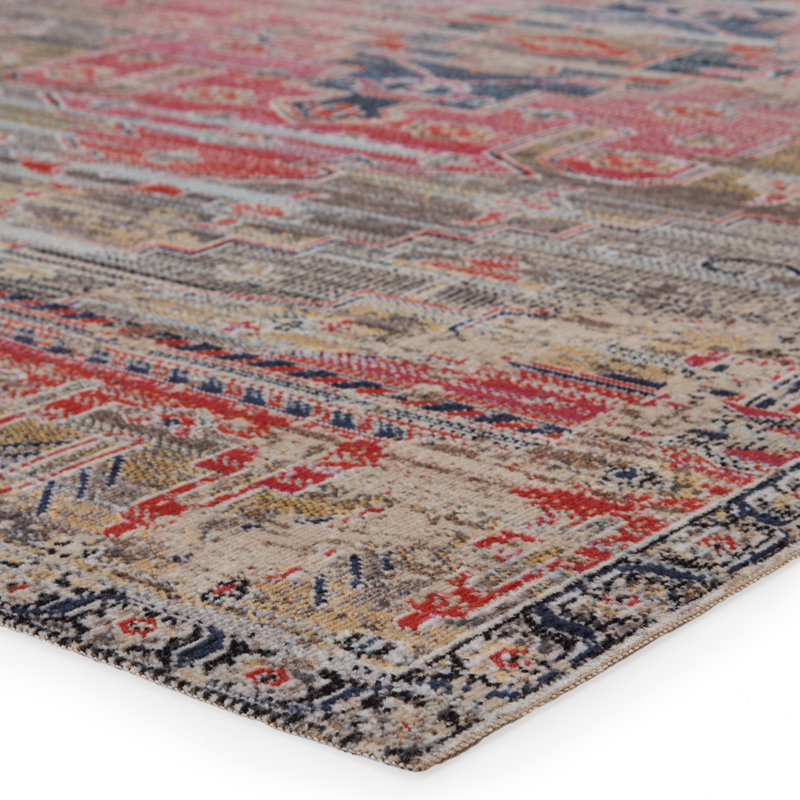 Azriel Pink and Taupe Medallion Synthetic Runner Rug