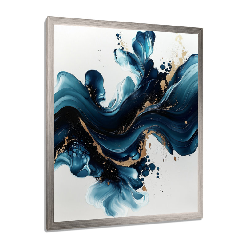 Stapp - impressions sur toile abstraites, Argent argent, H 20 po x l 12 po, Reproduction encadrée d'une seule photo