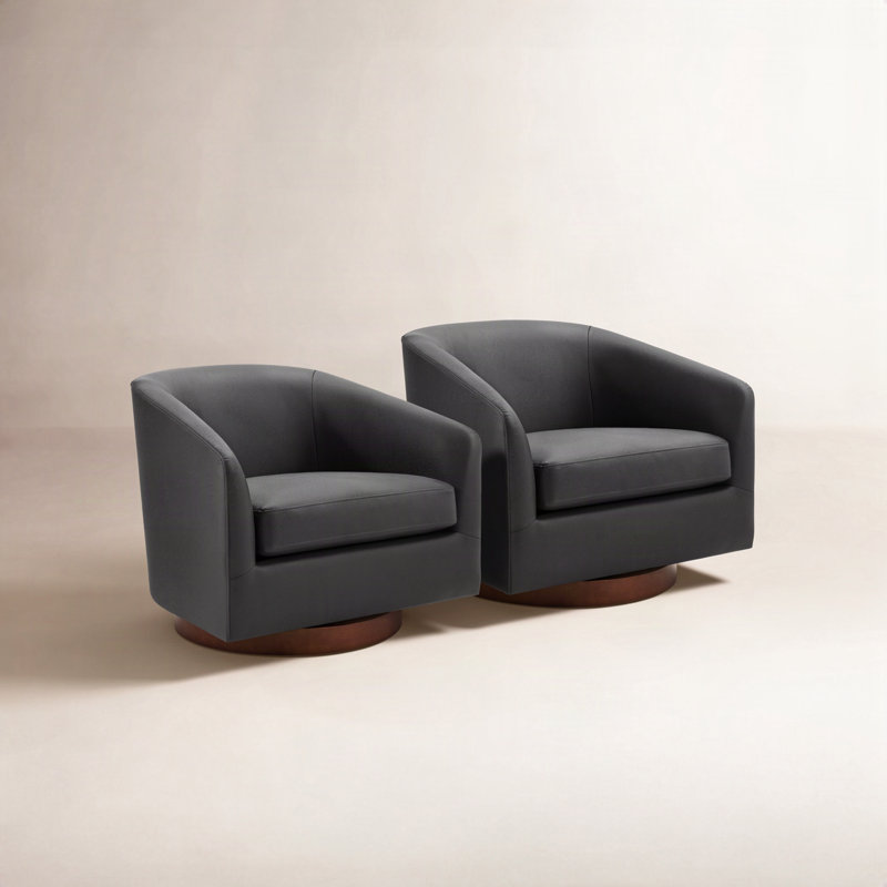 Fauteuil demi-tonneau pivotant Bennett (ensemble de 2), Charme noir