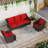 3-Piece Outdoor Wicker Conversation Set with Swivel Side Chairs & Plush Outdoor Cushions-1886317173