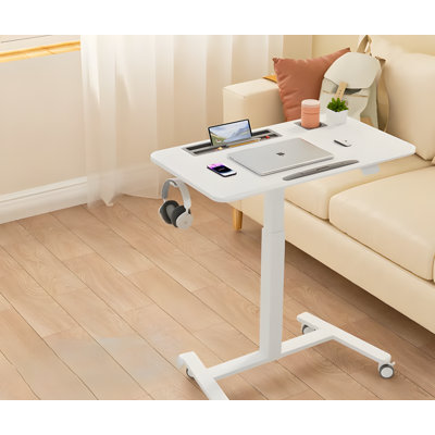 Adjustable Height Mobile Standing Desk With Large Work Surface - Rolling Laptop Table For Home And Office Ergonomic Workspace