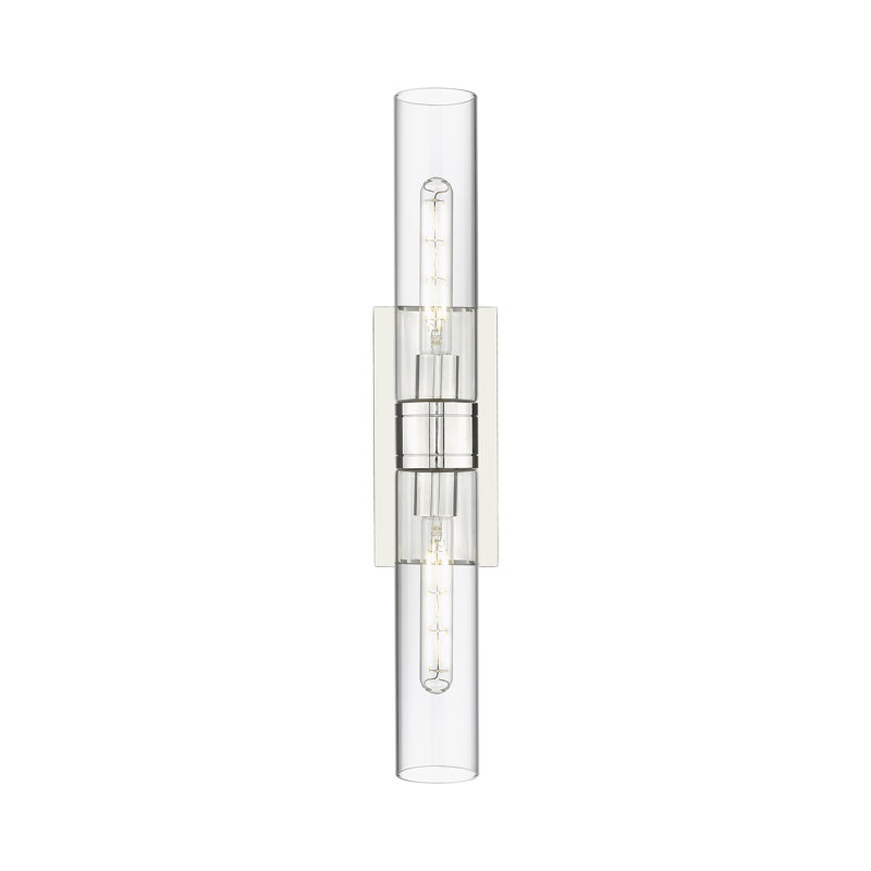 Luminaire de meuble-lavabo mural 2 lumières 11 po Amalle, 3" H x 24" W x 3.88" D, Transparent, Nickel poli