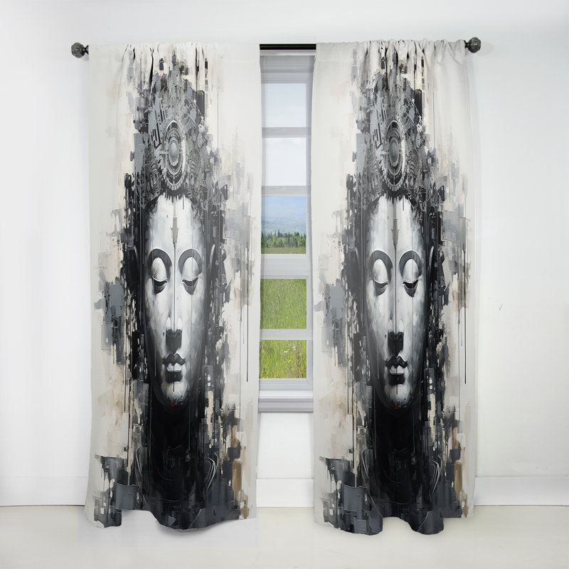 Lanna - Rideau bouddhisme - Rideau obscurcissant sans motif - 1 panneau, L 52 po x L 95 po
