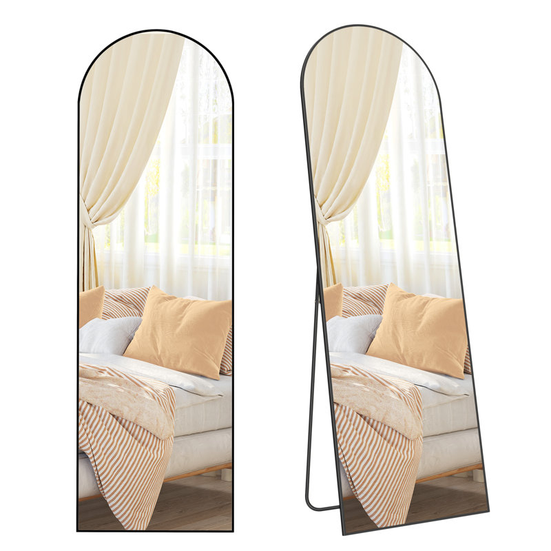Full Length Mirror, Arched Full Body Mirror With Stand, Aluminium Alloy Frame Floor Mirror, Tempered Glass, For Bedroom, Living Room, Cloakroom