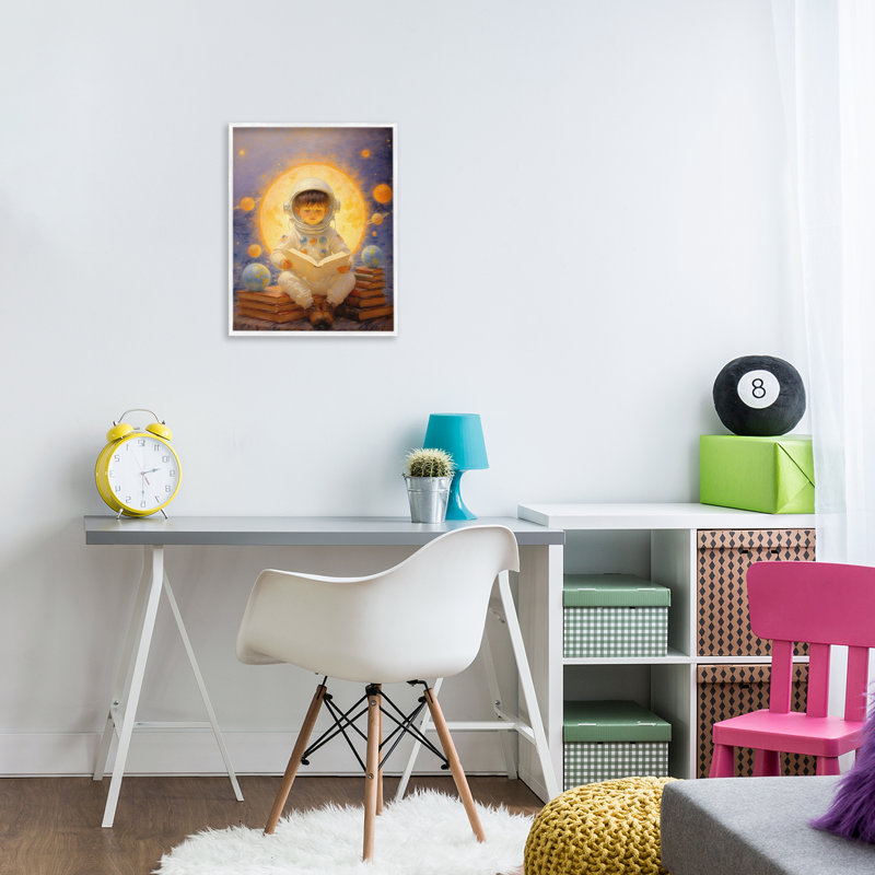 Astronaute enfant apprenant, giclée encadrée, conception par Angie Hawke, H 14 po x l 11 po