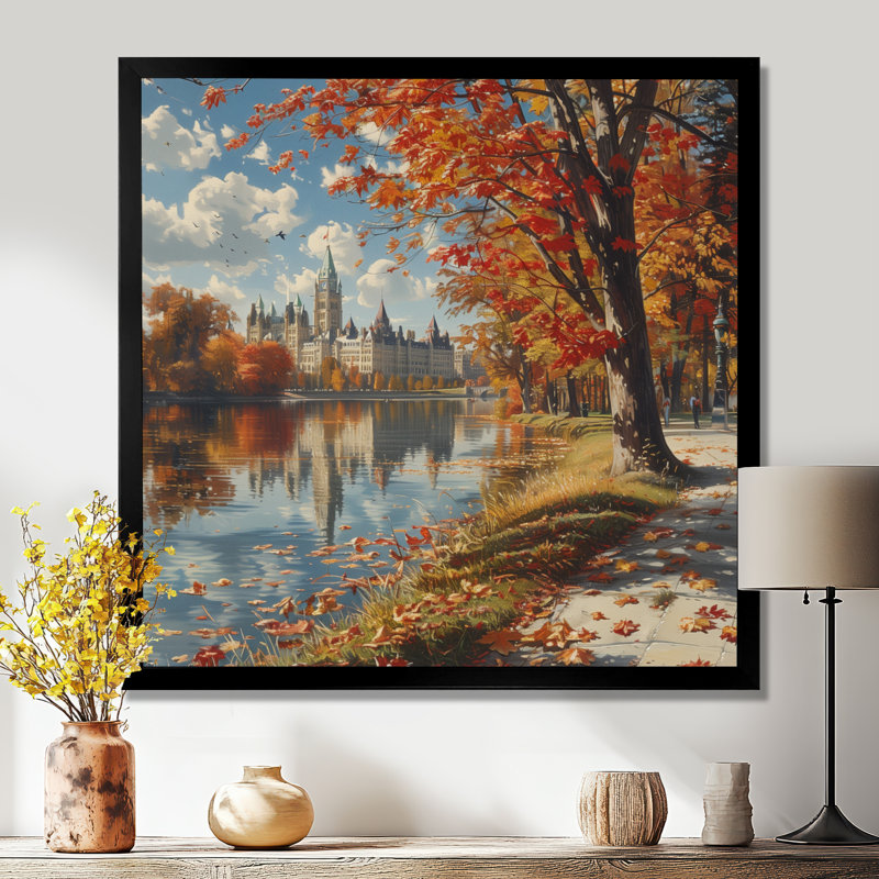 «Autumn Grand River In Ottawa I - City Ottawa», reproduction d'art, Cadre simple noir, H 30 po x l 30 po