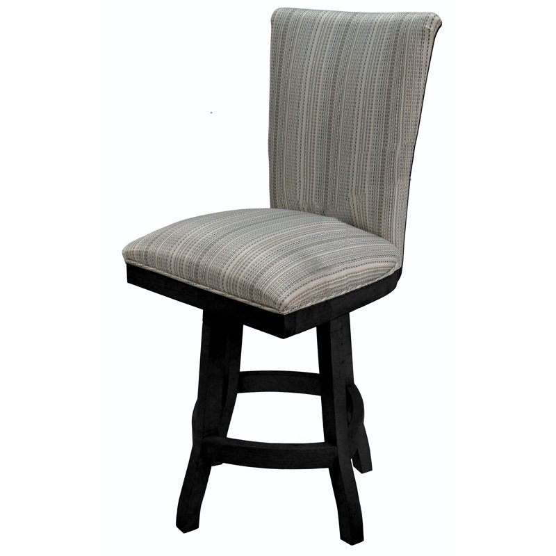 Irminger Swivel Upholstered Counter Stool with Solid Wood Frame, Black, 26"