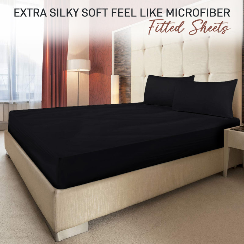 Kian-Scott Plain Weave / Muslin Fitted Sheet, Black, Super King (6')