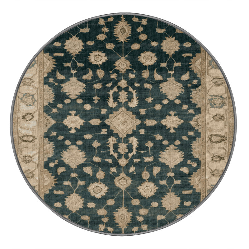 Tapis gris lavable à la machine, Rond 6 pi