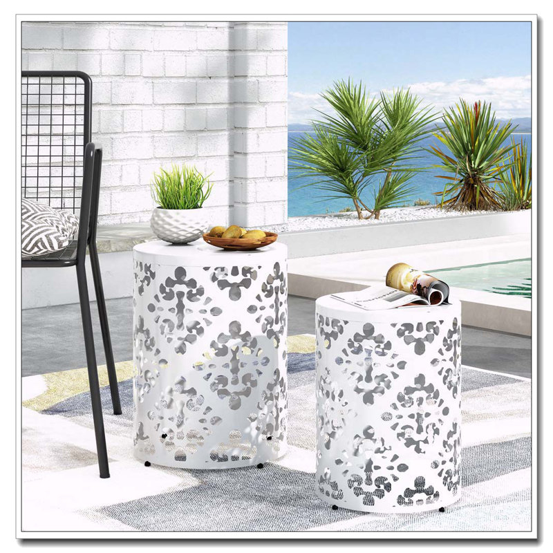 Outdoor Side Table, White, 2