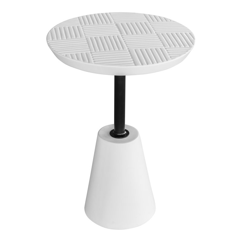 Niles 14'' Concrete Outdoor Side Table, White