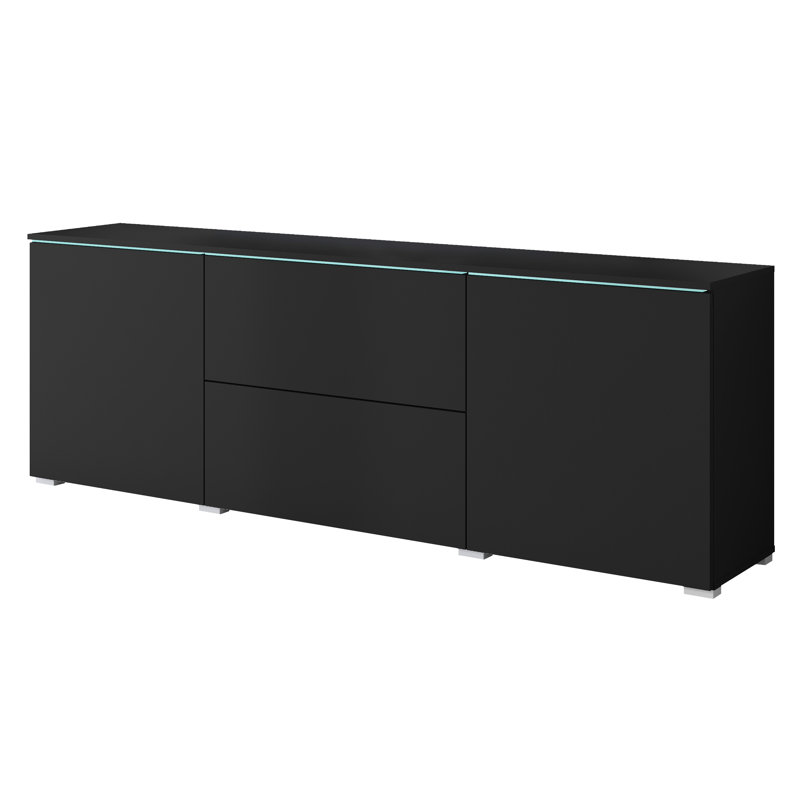 Agne 180cm W 2 - Drawer Chest of Drawers, Black