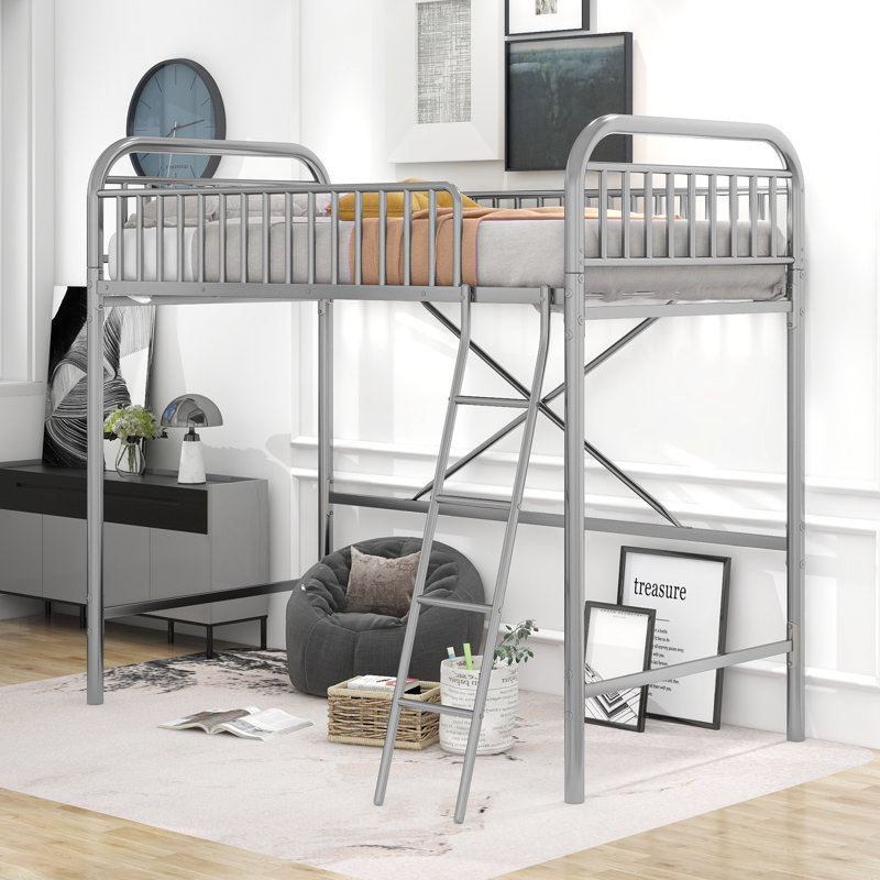 Lit mezzanine en métal Albur, Argent