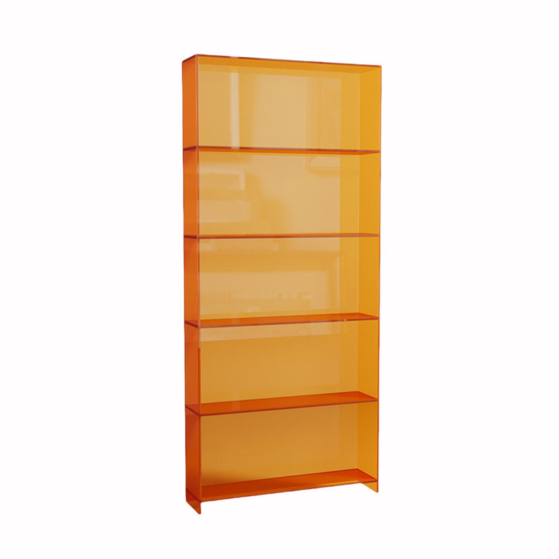Open Shelf Display Unit Acrylic Bookcase, Orange