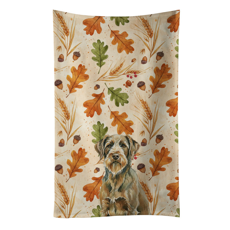 Chestnut Wirehaired Pointing Griffon Heirloom Fall Kitchen Towel, Chestnut Wirehaired Pointing Griffon