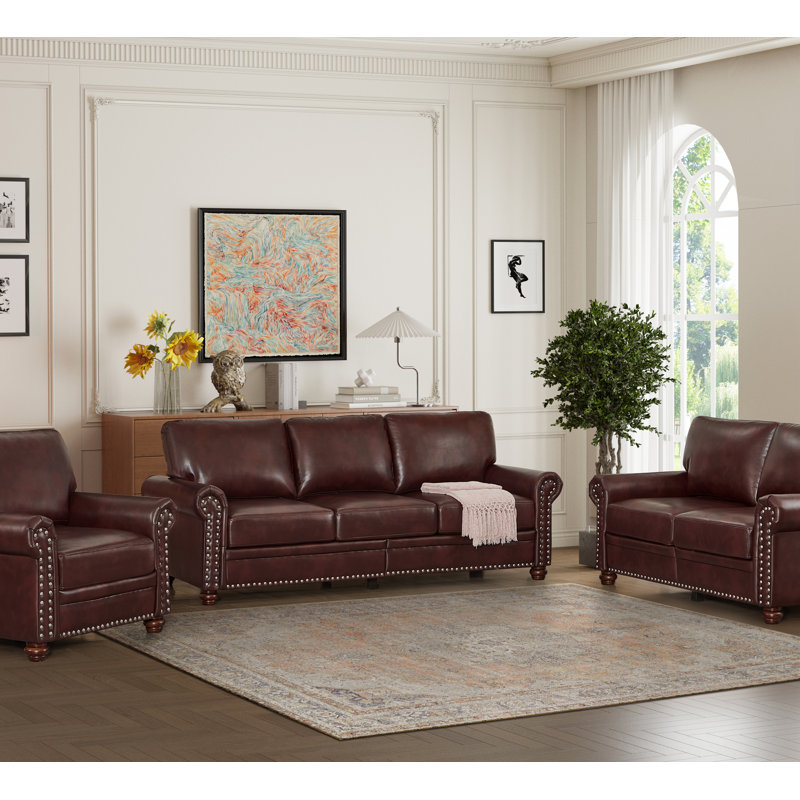 Canapé modulaire 1 + 2 + 3 avec rangement en similicuir, Bourgogne