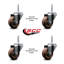 3 High Temp Glass Filled Nylon Wheel Swivel 3/4 Inch Threaded Stem Caster Set