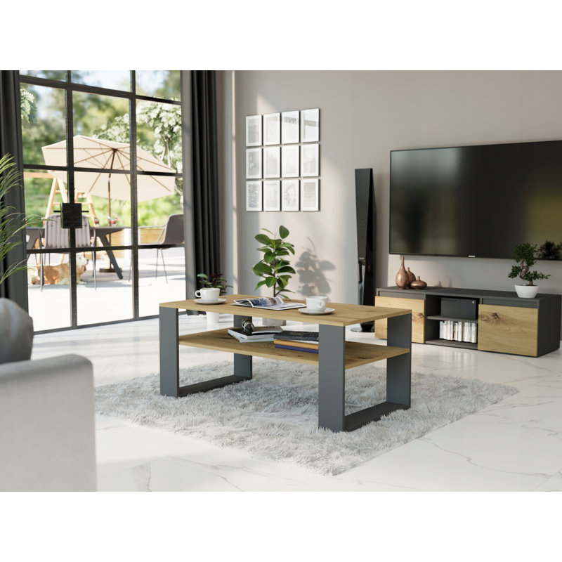 Ricca Coffee Table with Storage, Blue / White / Grey, Beige