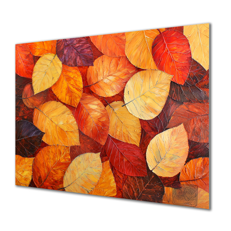 Feuilles d'automne au Canada I - art mural floral en métal, feuilles, impression sur métal, H 24 po x l 32 po