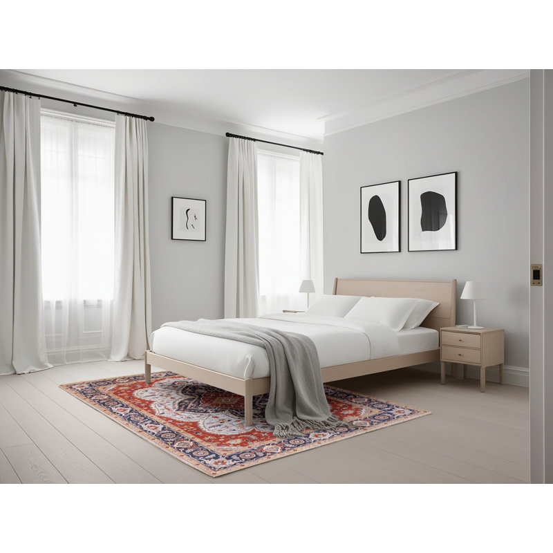 Tapis oriental rouge / bleu Lampron, Rectangle 5 pi x 7 pi