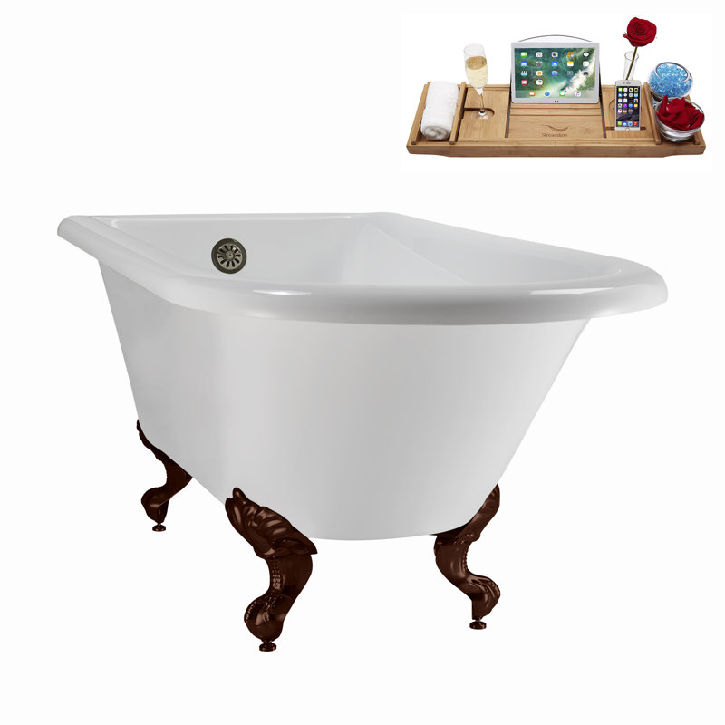 62" Streamline Clawfoot Tub,Tray,Drain, Clawfeet, Oil Bronze, Brushed Nickel