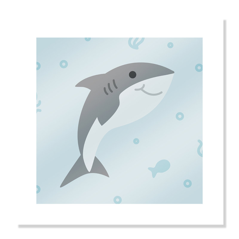 «Happy Shark», impression sur papier, H 20 po x l 20 po x P 1 po, Papier