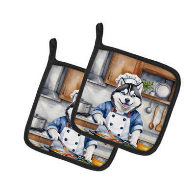 Caroline's Treasures The Dog Chef Polyester Potholder Set