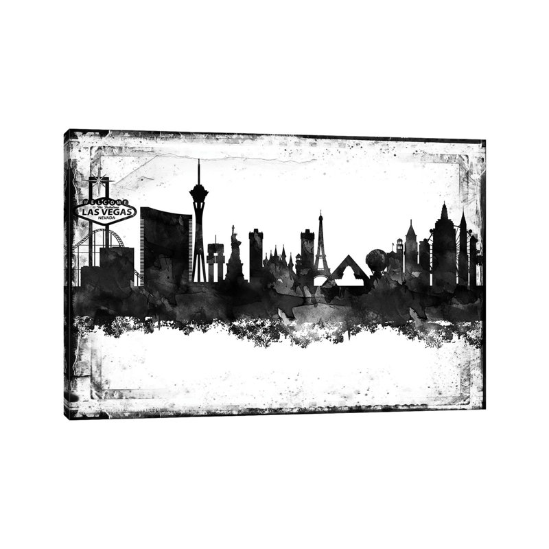 Las Vegas encadrées en noir et blanc, H 8 po x l 12 po x P 0,75 po, Las Vegas