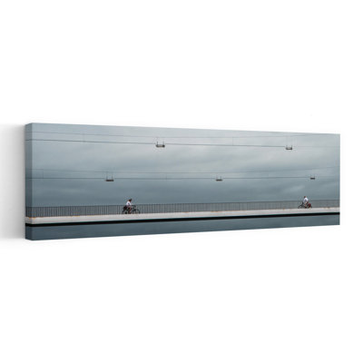 «Quiet Bridge Cycling Modern Peaceful Serene Architecture Landscape», art mural