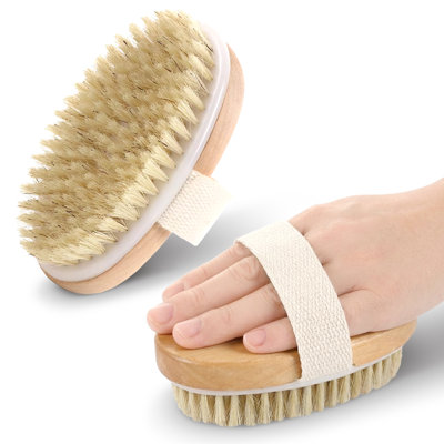 Cheer Collection Set of 2 Oval Natural Bristle Exfoliating Body Brushes