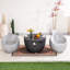 Ensemble de foyer d'extérieur avec 2 chaises longues effet bois et table polyvalente - Collection Modern Rustic Patio