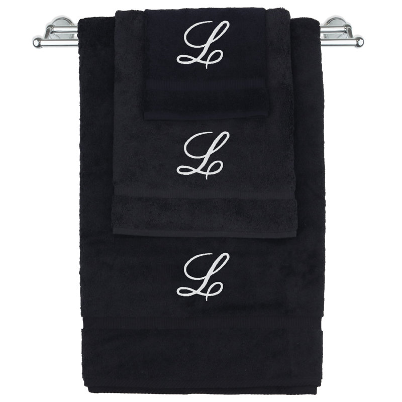 Ensemble de serviettes Marcelline, Noir / blanc, L
