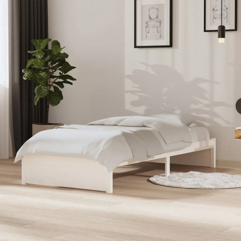 Bed Frame Solid Wood, white, Small Single (2'6')