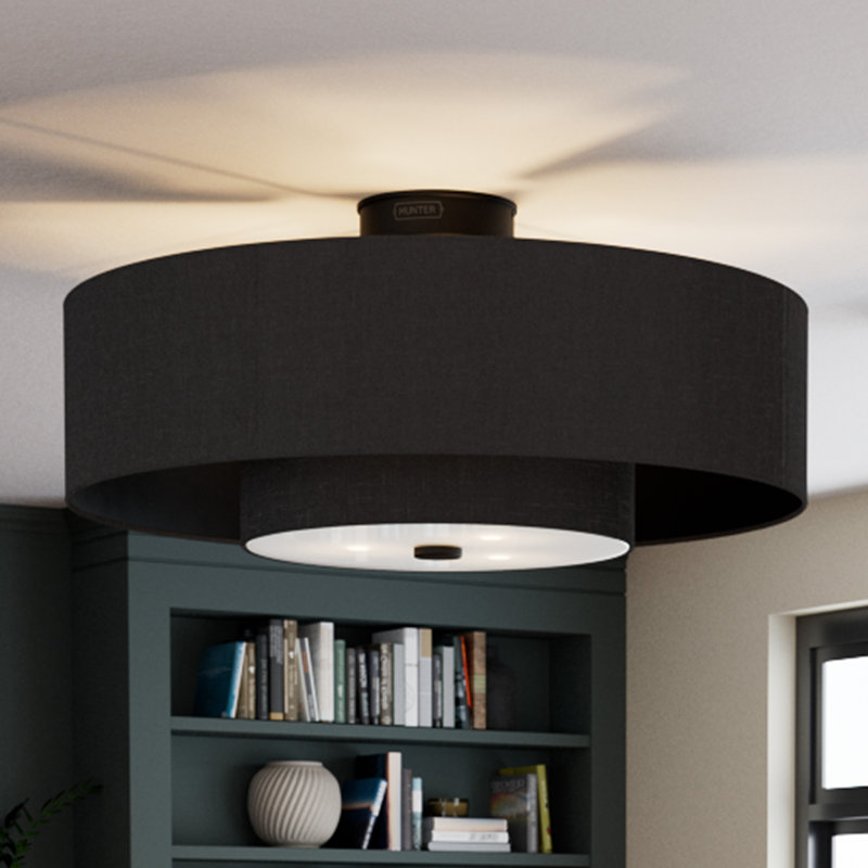 Ventilateur de plafond 30 pouces avec lumières et télécommande Jasmine Roth x Hunter, Noir mat