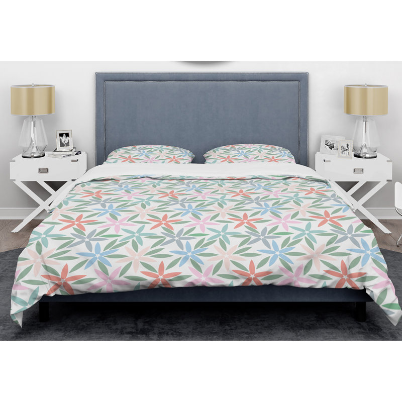  Ensemble de housse de couette Mid-Century Edinburgh Retro Abstract Flower III