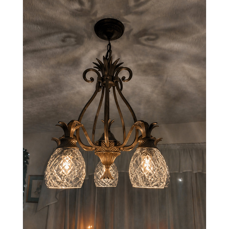 Plantation 5-Light Pineapple Chandelier, Pearl Bronze