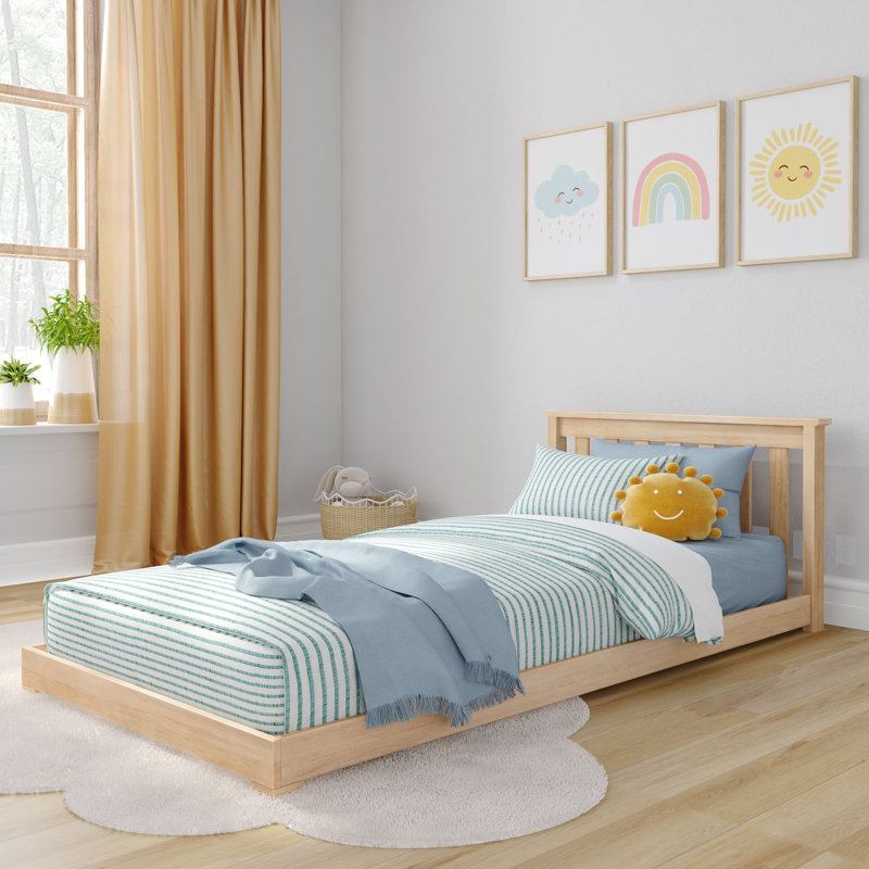 Classic Twin Floor Bed, White, Blonde